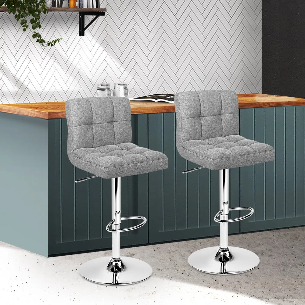 Two Bar Stools Leather Gas Lift Grey