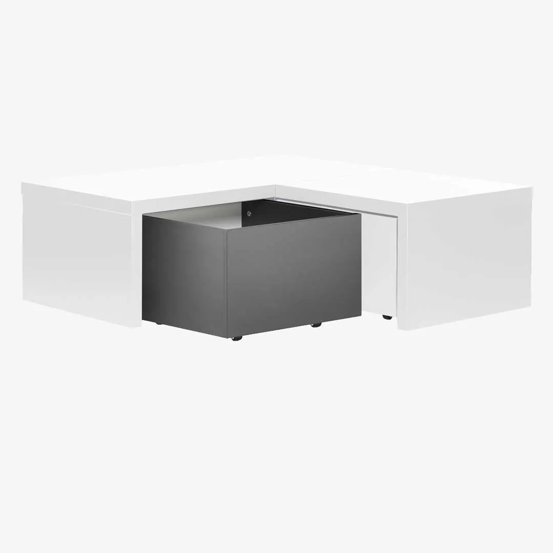 YU Platform Corner Casing - Elegant White Finish (Drawers Sold Separately)